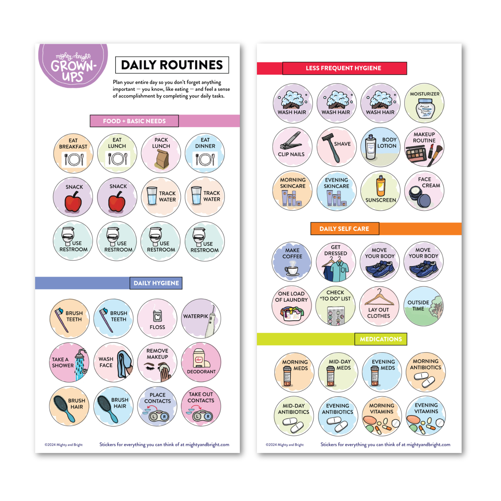 Daily Routines for Adults and Teens - Stickers Only – Mighty + Bright