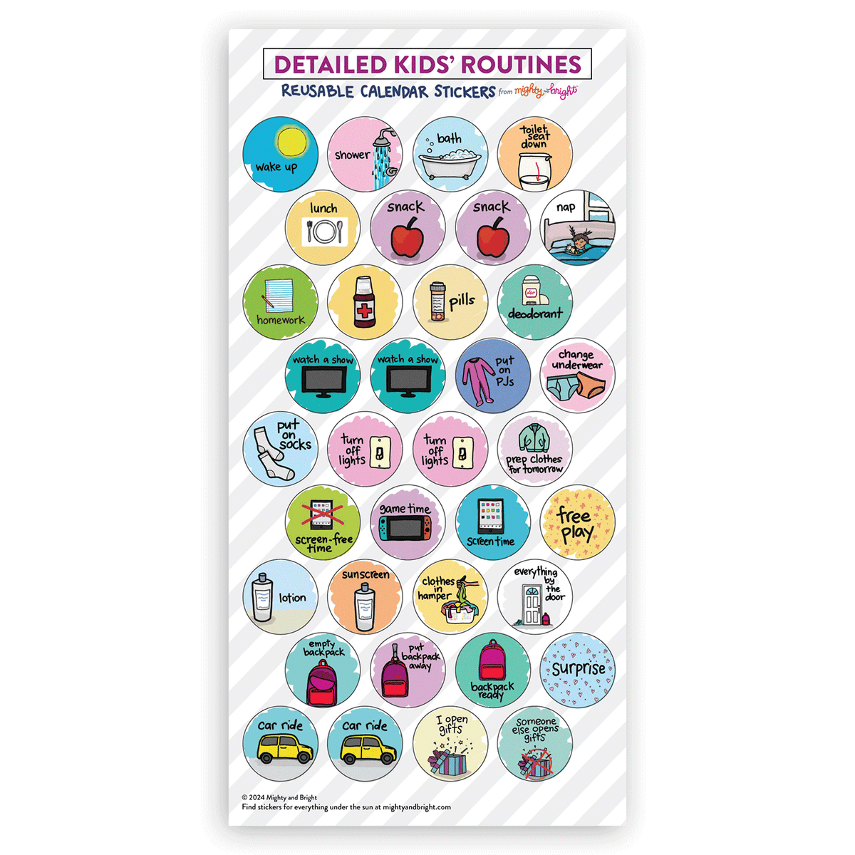Detailed Kids' Routines | Reusable Stickers – Mighty + Bright