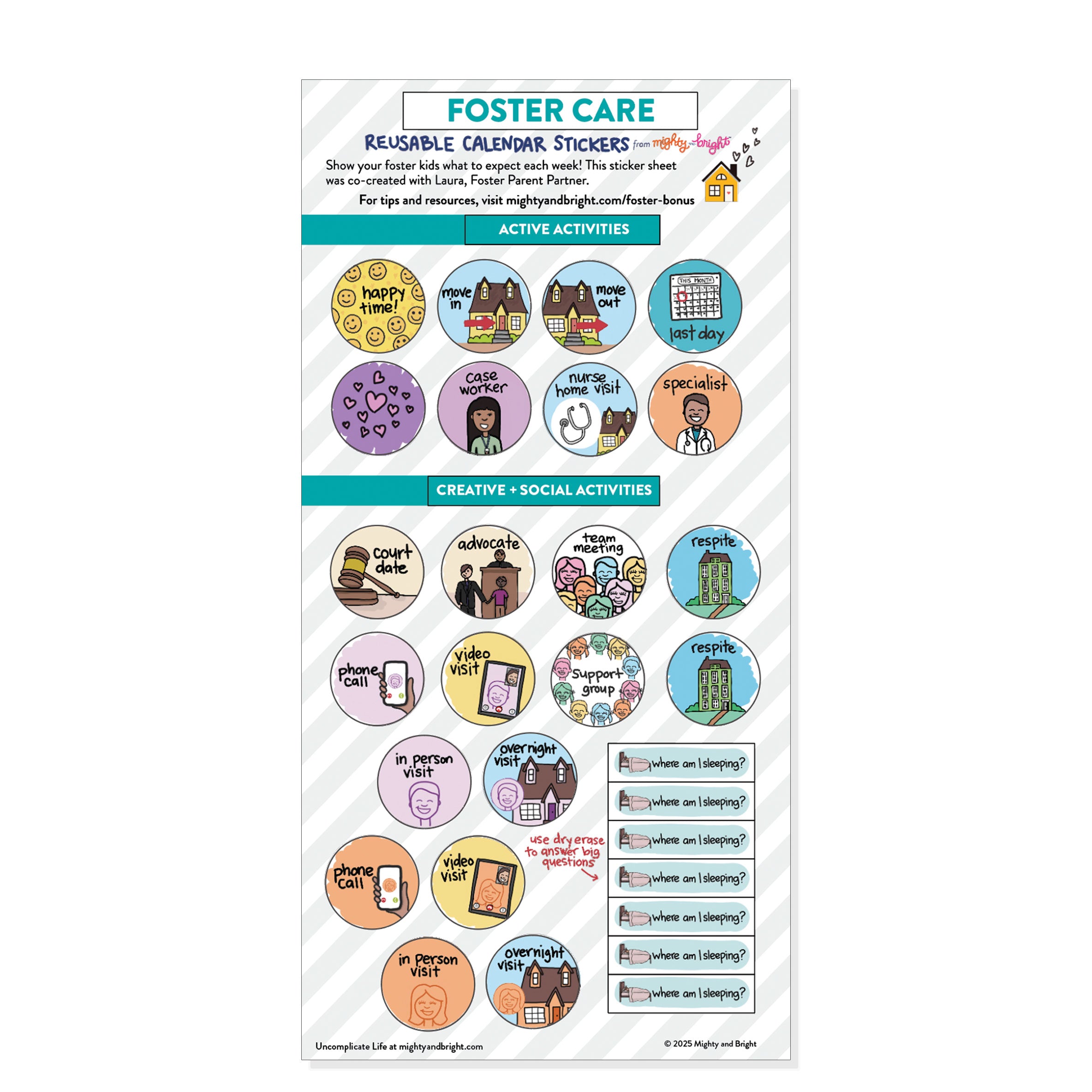 Foster Care Kids Weekly | Reusable Stickers – Mighty + Bright