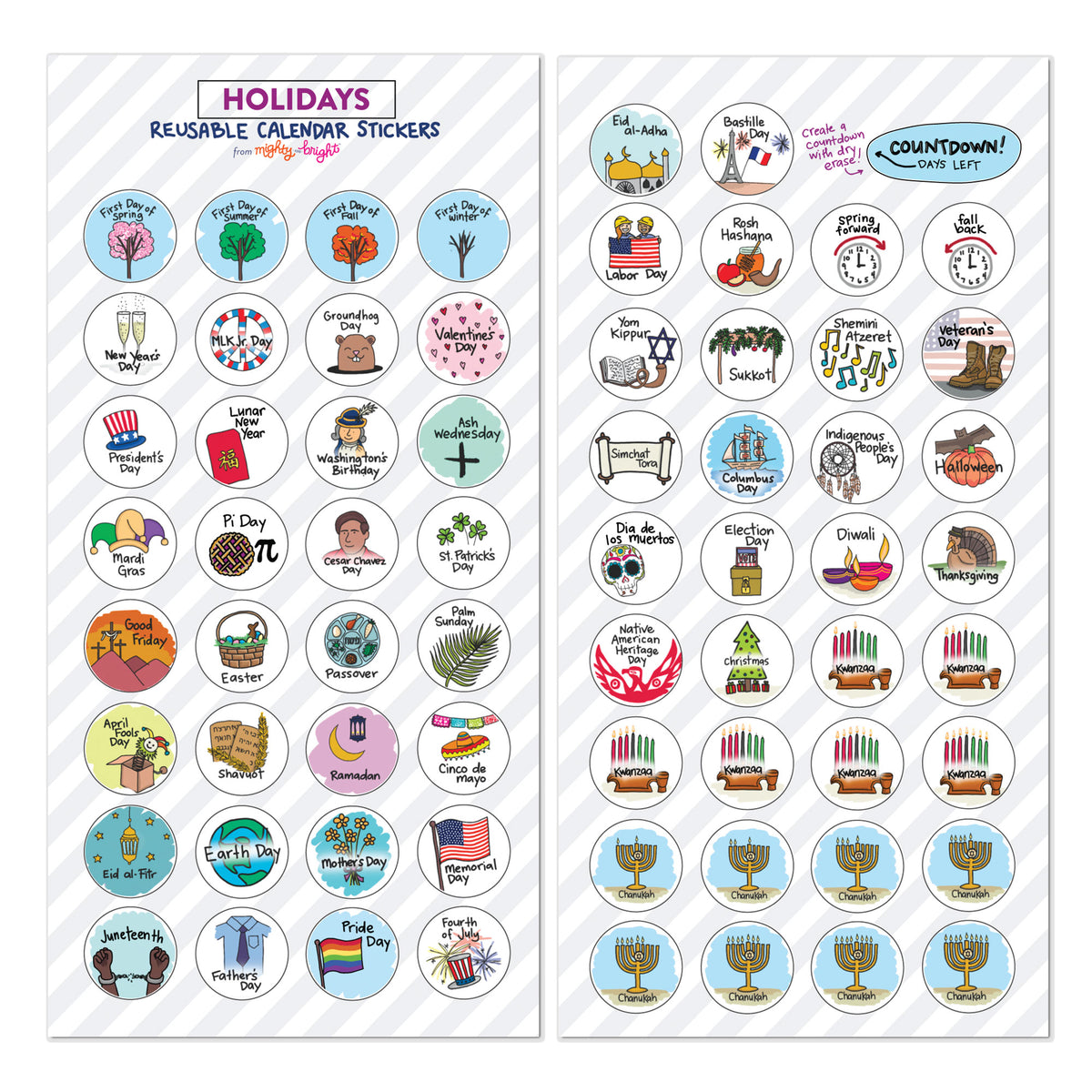 Holidays | Reusable Stickers – Mighty + Bright