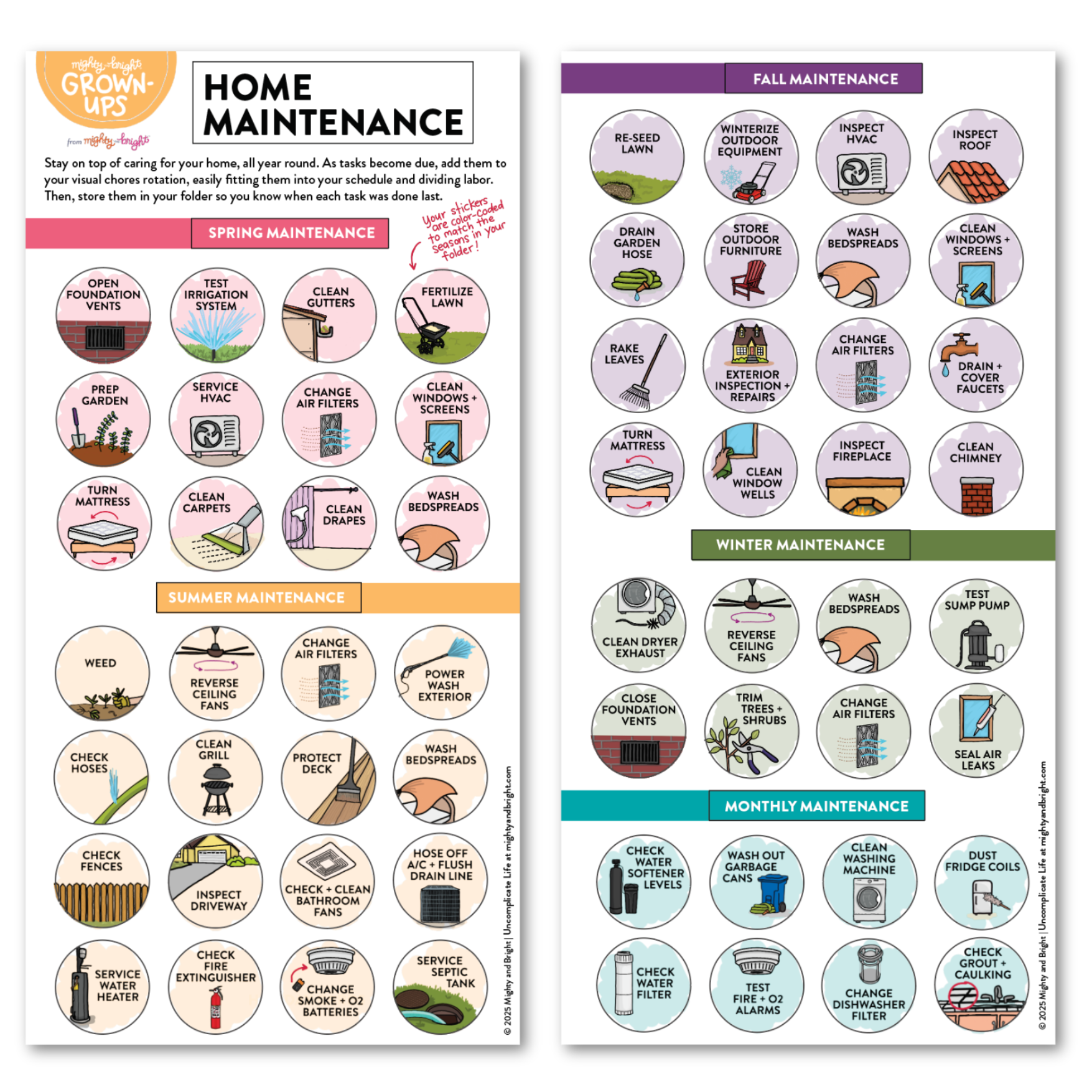 Home Maintenance Tracking Folder and Stickers