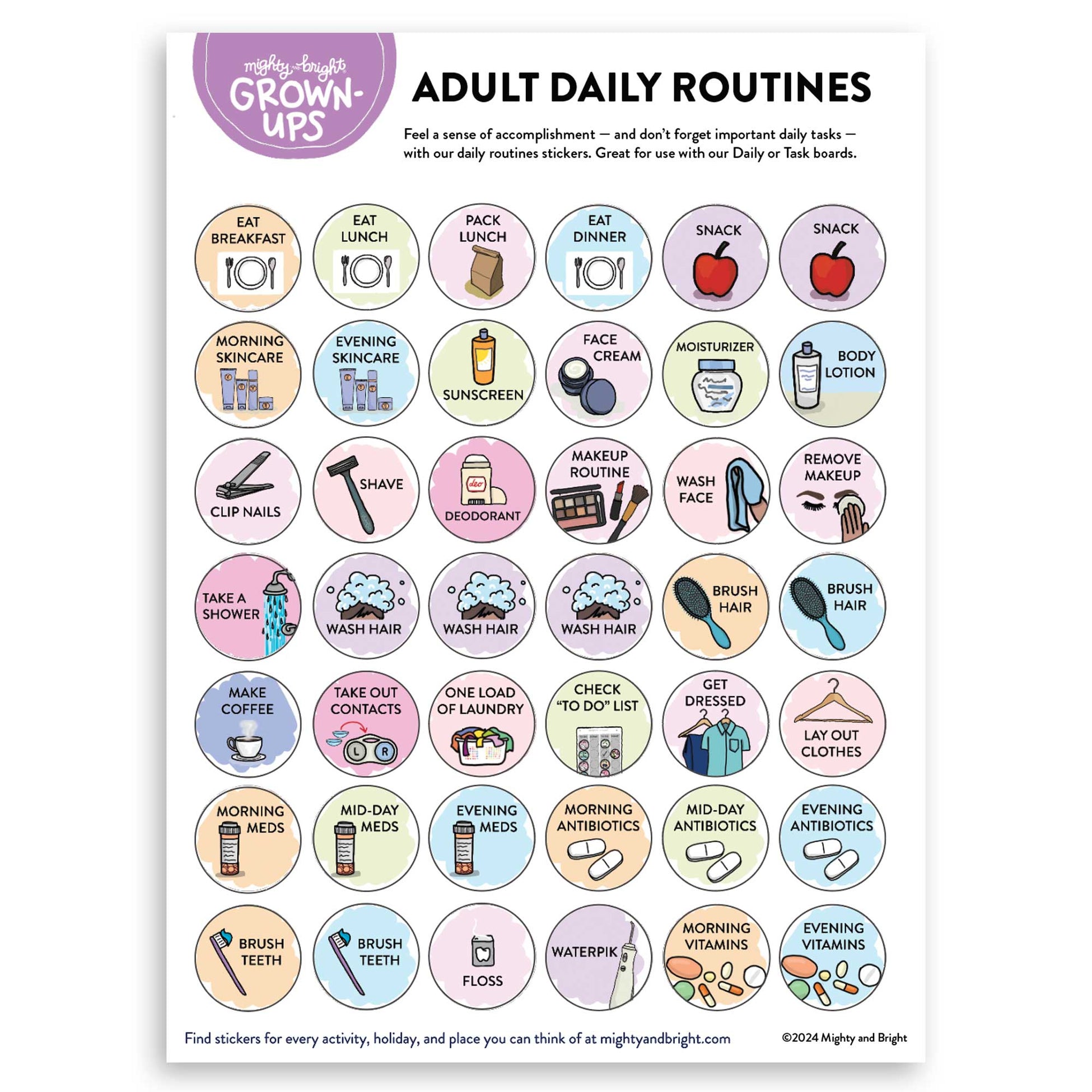 Daily Routines for Adults and Teens - Stickers Only – Mighty + Bright
