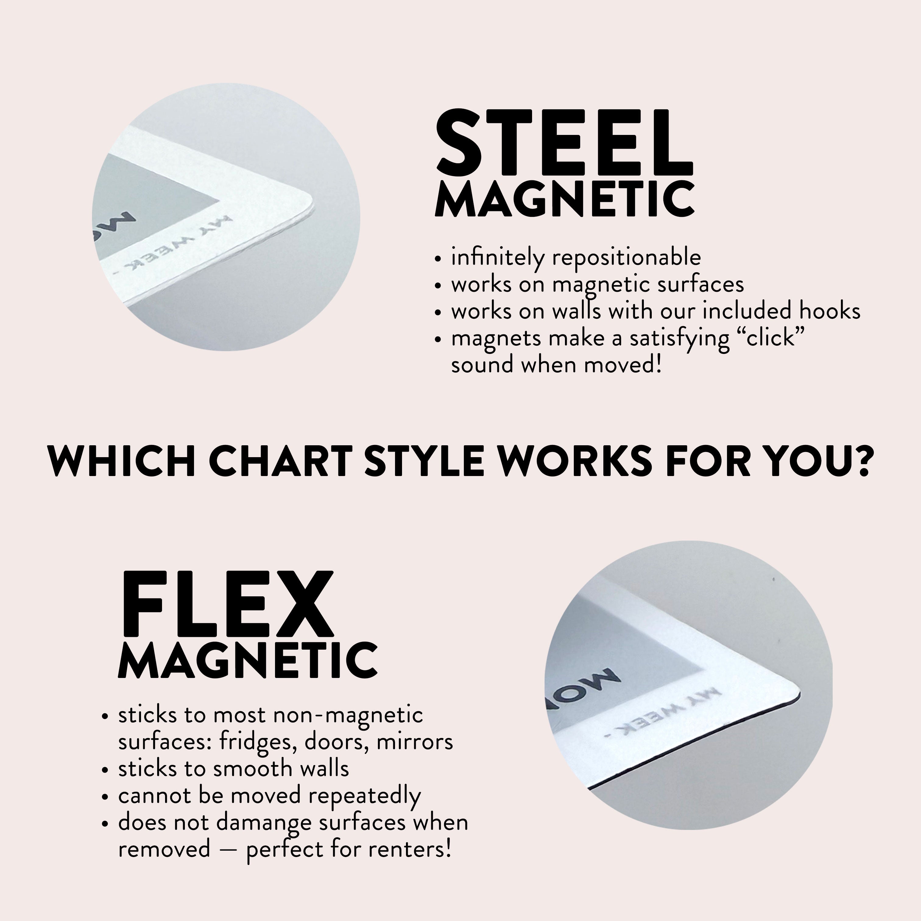 Flex or Steel Magnetic Weekly Calendar – Mighty + Bright