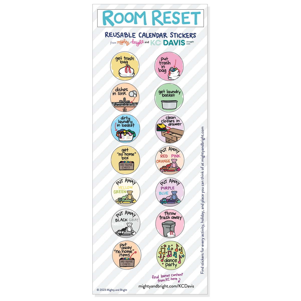 Room Reset for Kids | Reusable Stickers – Mighty + Bright