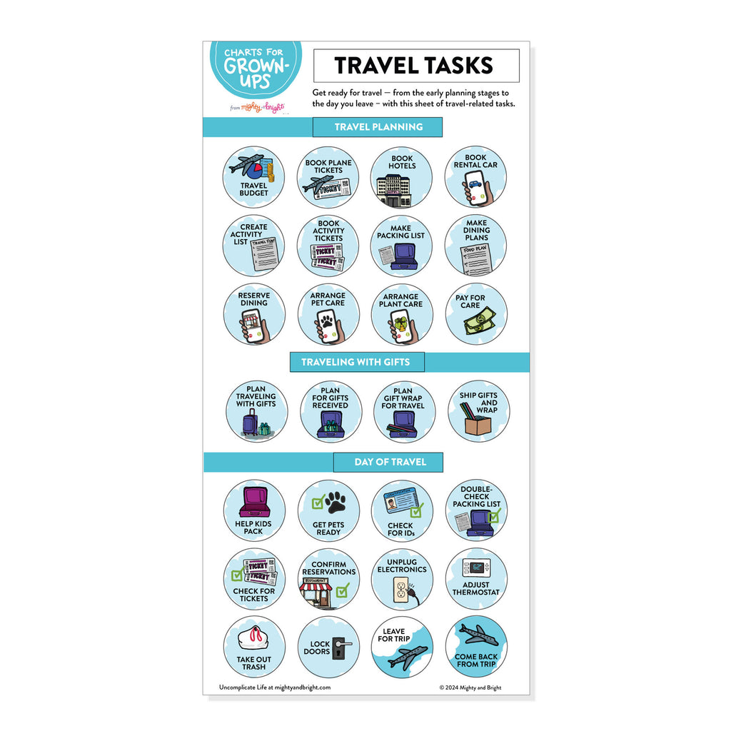 Travel Tasks | Reusable Stickers – Mighty + Bright