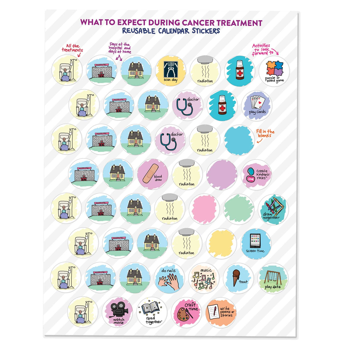 &quot;Kids Cancer&quot; Reusable Sticker Set